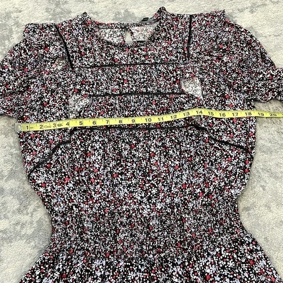 New Rails Faren Floral Ruffled Mini Dress Midnight Meadow Long Sleeve Smocked M - Picture 10 of 16